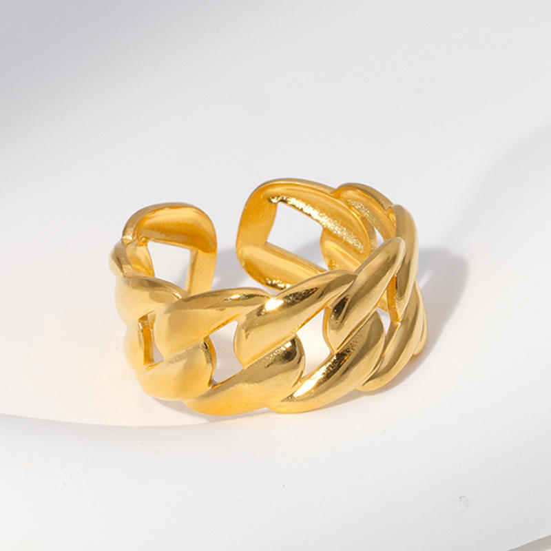 Gold Plated Chunky Chain Statement Ring